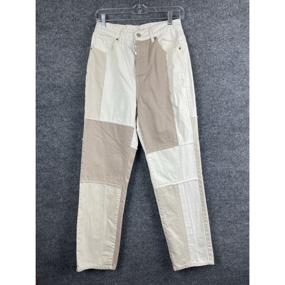 PacSun Jeans‎ Women's 27 Regular Dad Jean White Beige Patchwork Cotton